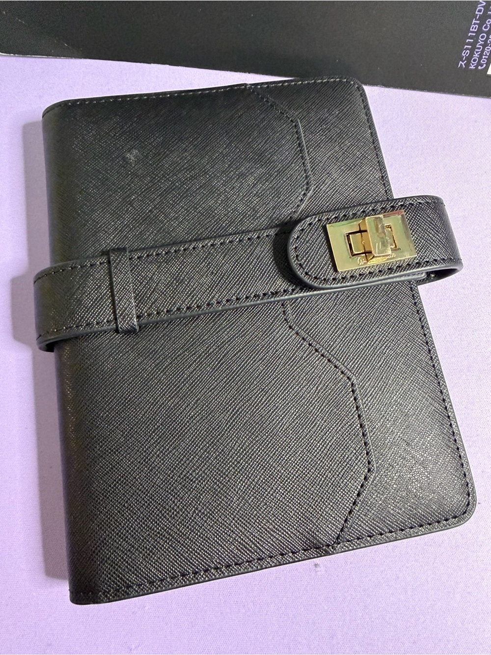 Aura Estelle A6 Black Saffiano Journal Cover with Gold Turn-Lock